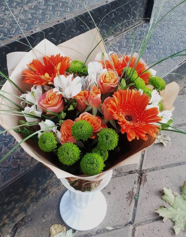 Букет цветов из: Герберы, Хризантемы, Альстромерии и Розы в Ульяновке Ставропольского края