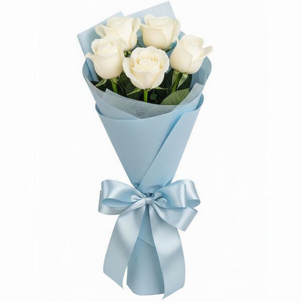 Букет 5 Белых роз Проуд в Ульяновке Ставропольского края