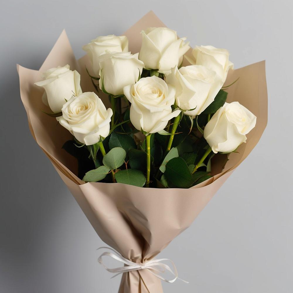 Букет 9 Белых роз Эдлесс Лав в Ульяновке Ставропольского края