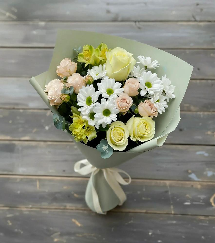 Букет цветов из: Альстромерии, Розы и Хризантемы в Ульяновке Ставропольского края