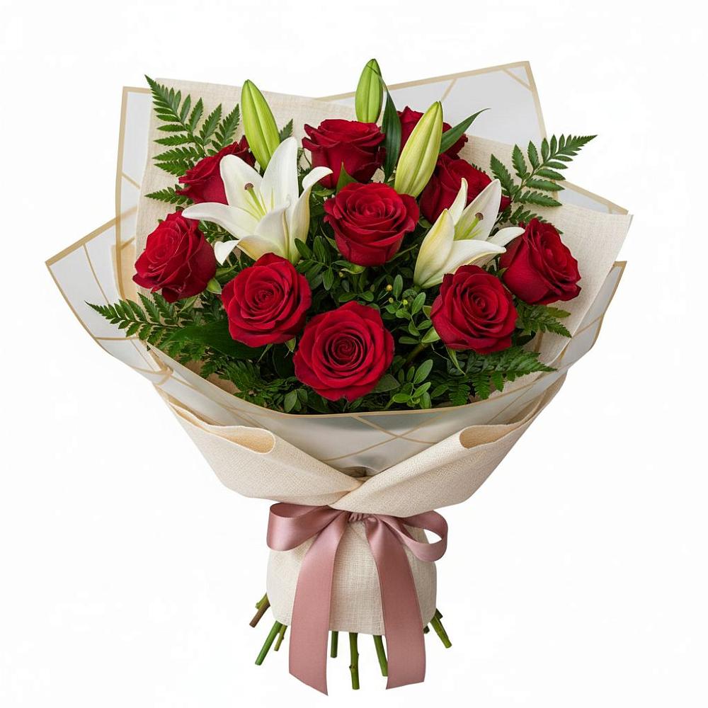 Букет цветов из: Лилии и Розы в Ульяновке Ставропольского края