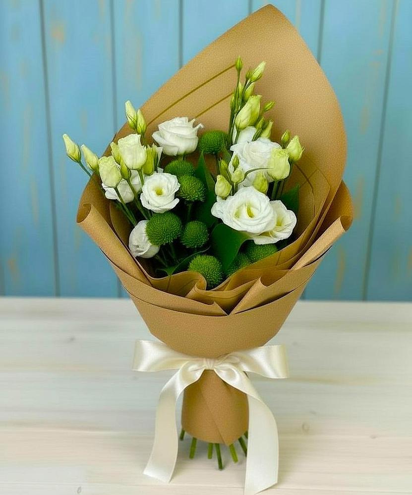 Букет цветов из: Хризантемы и Лизиантусы в Ульяновке Ставропольского края