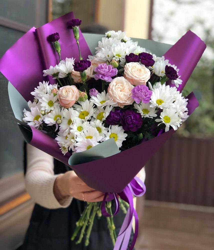 Букет цветов из: Хризантемы, Гвоздики и Розы в Ульяновке Ставропольского края