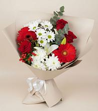 Букет цветов из:  Розы, Хризантемы, Герберы и Лилии в Ульяновке Ставропольского края