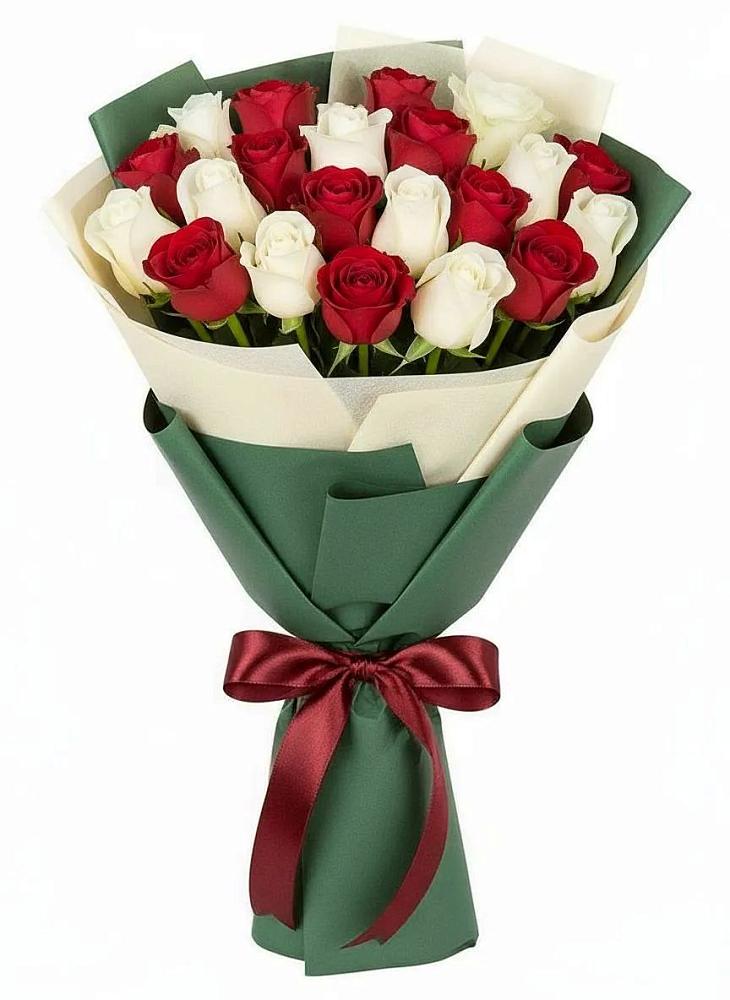 Букет Микс из красных и белых роз в Ульяновке Ставропольского края
