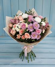 Букет цветов из:  Хризантемы, Розы и Альстромерии в Ульяновке Ставропольского края