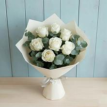 Букет Белые розы в Эвкалипте #REPLACE_PRED# Ульяновке Ставропольского края
