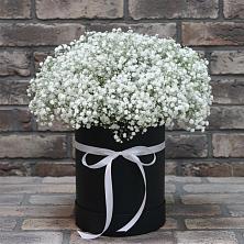 Цветочная композиция из Гипсофила в шляпной коробке в Ульяновке Ставропольского края
