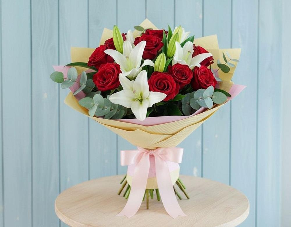 Букет цветов из: Лилии и Розы в Ульяновке Ставропольского края